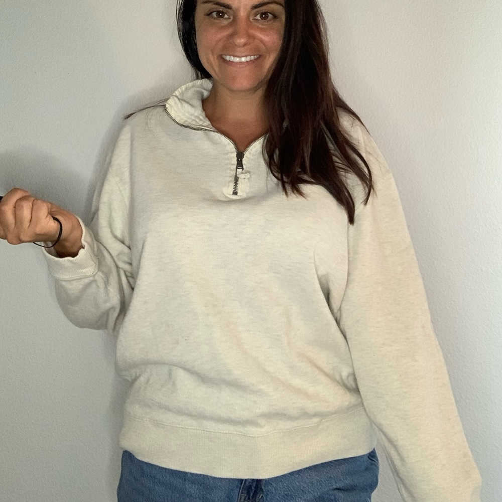 Cream half zip Henley